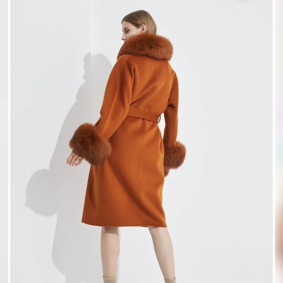 Pissenlit Wool+Cashmere, fox fur coat. S - Picture 13 of 15